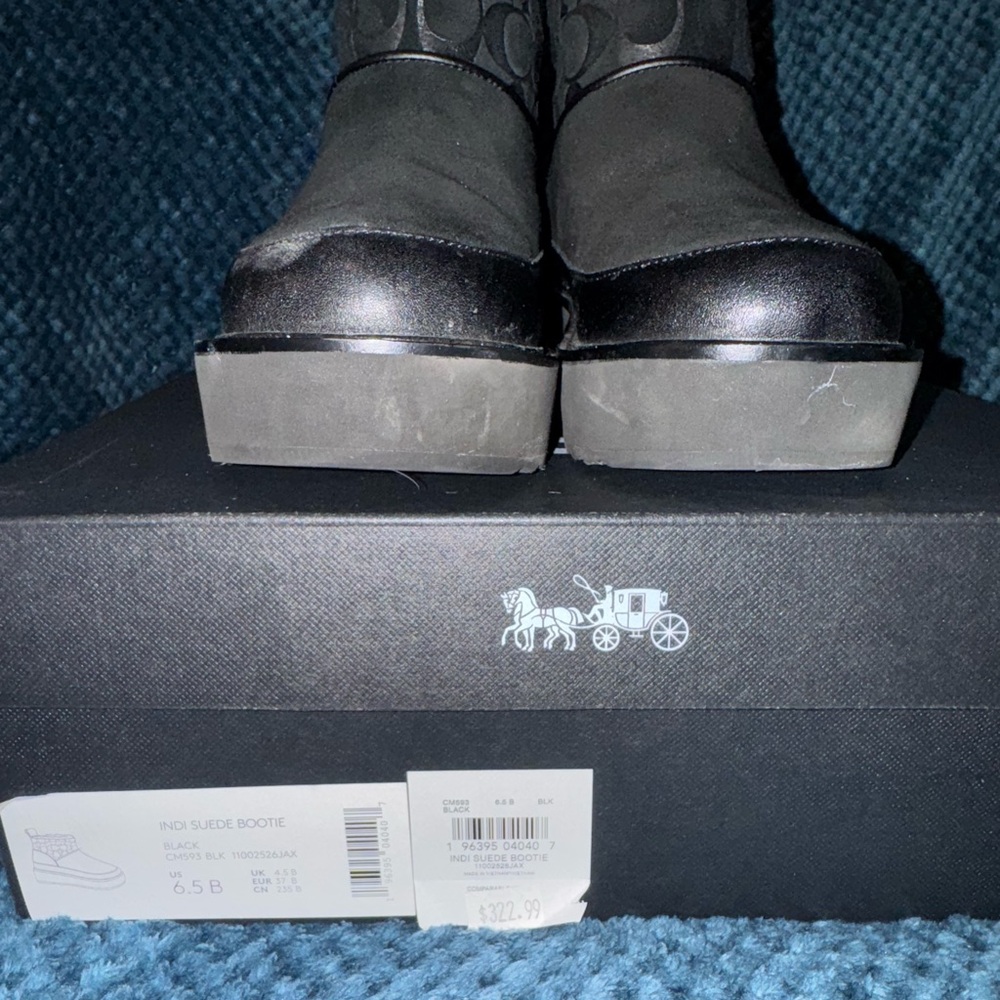 Like New Coach INDI Black Suede Booties - Picture 6 of 7